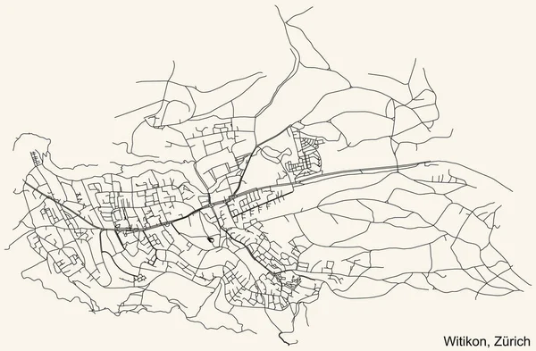 Navegación Detallada Calle Urbana Mapa Sobre Fondo Beige Vintage Del — Vector de stock