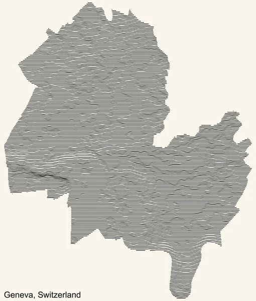 Topografische Reliefkarte Der Stadt Genf Schweiz Mit Schwarzen Höhenlinien Auf — Stockvektor