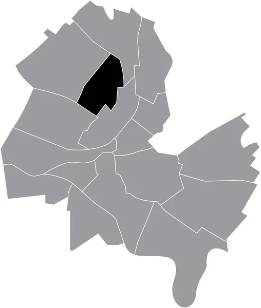 Svart Karta Över Grand Vermont District Inom Grå Stadsdelar Karta — Stock vektor