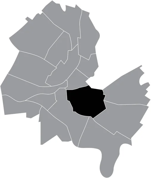 瑞士日内瓦区域首府城市灰色区域内Cit Centre区的黑色位置图 — 图库矢量图片