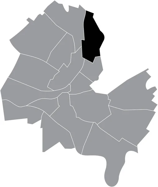 Czarna Mapa Powiatu Scheron Prieur Szarych Dzielnicach Miasta Genewa Szwajcaria — Wektor stockowy