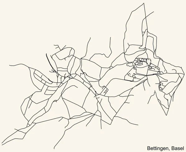 Детальная Карта Дорог Городской Навигации Винтажном Бежевом Фоне Квартала Беттинген — стоковый вектор