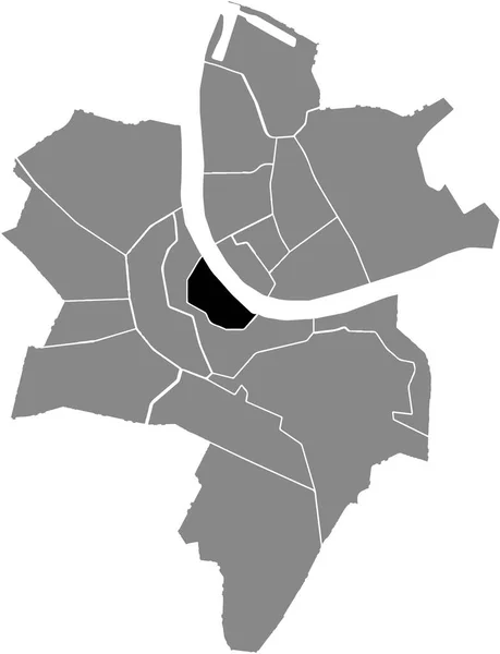 Czarna Mapa Lokalizacji Dystryktu Altstadt Grossbasel Obrębie Szarych Dzielnic Miejskich — Wektor stockowy