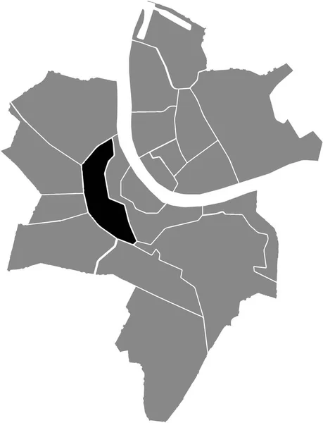 Mapa Localização Preto Ring District Dentro Distritos Urbanos Cinzentos Mapa — Vetor de Stock