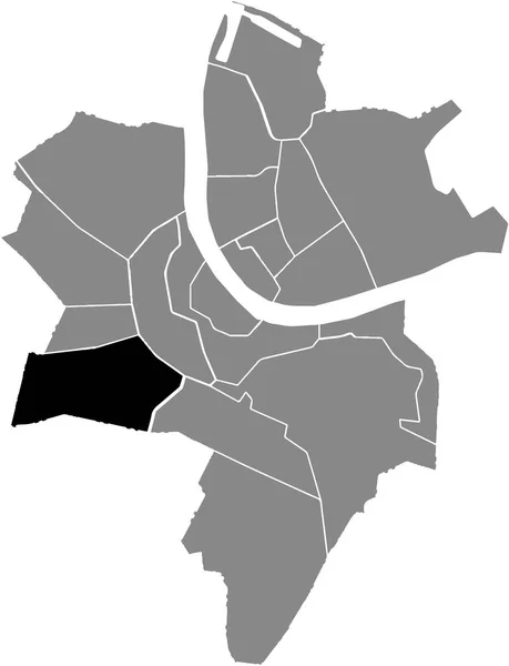 Mapa Ubicación Negro Del Distrito Bachletten Dentro Los Distritos Urbanos — Vector de stock