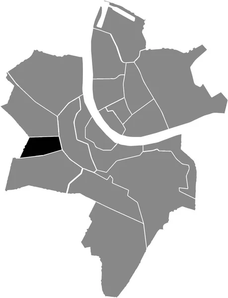 Mapa Localização Preto Distrito Gotthelf Dentro Distritos Urbanos Cinzentos Mapa — Vetor de Stock