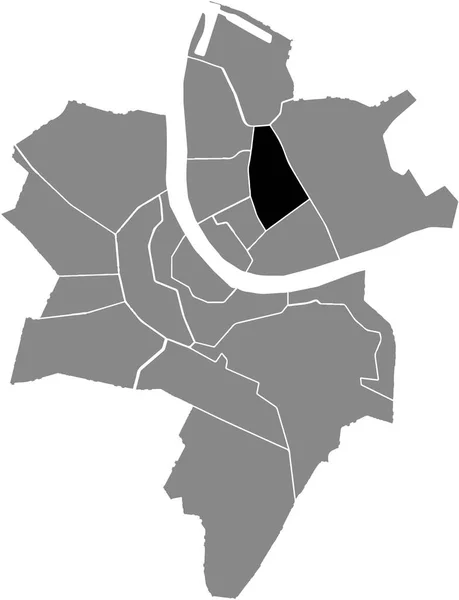 Mapa Localização Preto Distrito Rosental Dentro Distritos Urbanos Cinzentos Mapa — Vetor de Stock