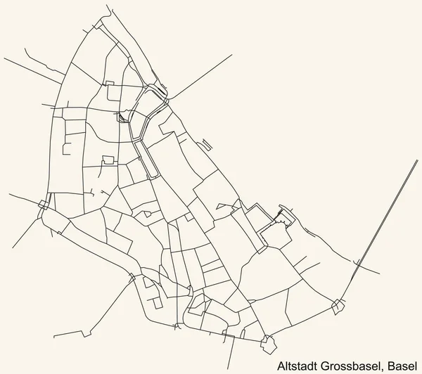 Детальная Карта Дорог Городской Навигации Винтажном Бежевом Фоне Квартала Альтштадт — стоковый вектор