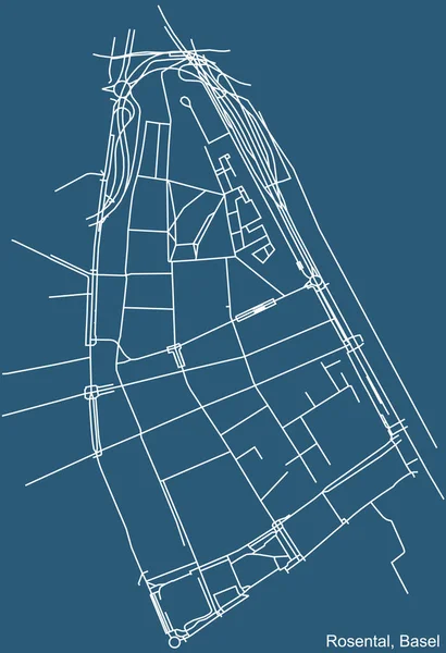 Dibujo Técnico Detallado Navegación Calles Urbanas Mapa Sobre Fondo Azul — Vector de stock