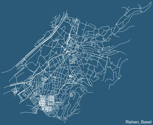 Desenho Técnico Detalhado Navegação Urbana Rua Estradas Mapa Fundo Azul — Vetor de Stock