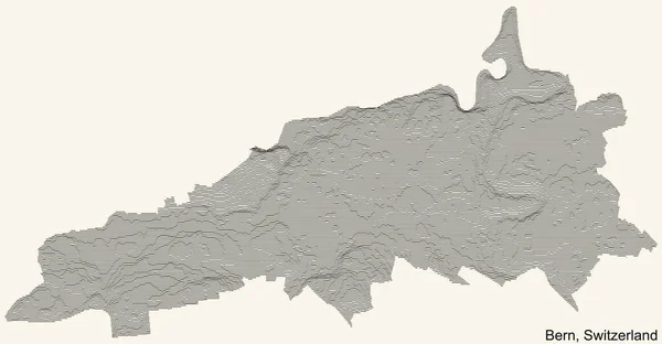 瑞士伯尔尼市地形分布图 古色古香的米色背景上有黑色等高线 — 图库矢量图片