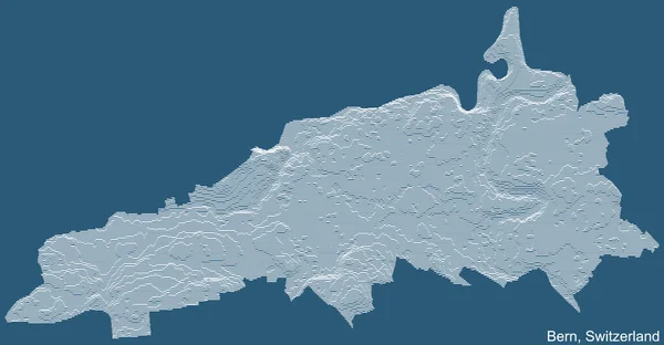青の背景に白い輪郭線でスイスのベルン市の地形技術図面救済マップ — ストックベクタ