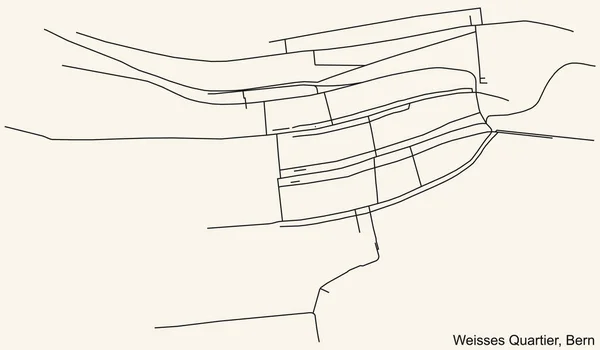 Detaillierte Navigation Stadtstraßenplan Auf Beigem Hintergrund Des Bezirks Weisses Quartier — Stockvektor