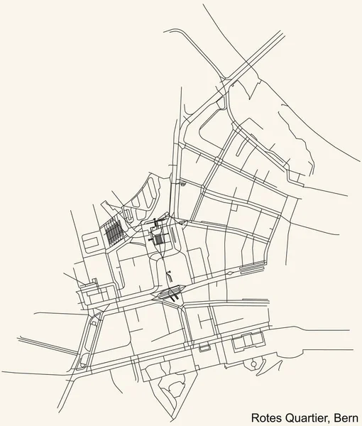 Detaillierte Navigation Stadtstraßenplan Auf Beigem Hintergrund Des Bezirks Rotes Quartier — Stockvektor