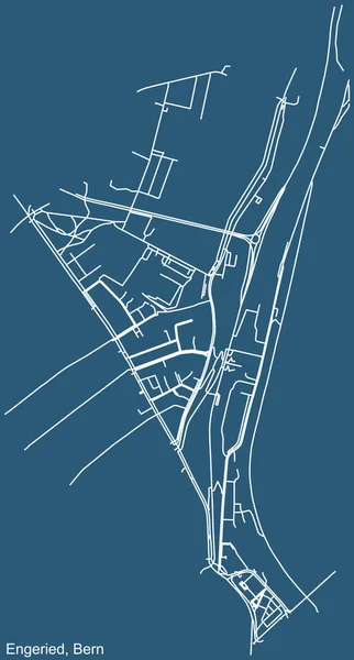 Dibujo Técnico Detallado Navegación Mapa Carreteras Urbanas Sobre Fondo Azul — Archivo Imágenes Vectoriales