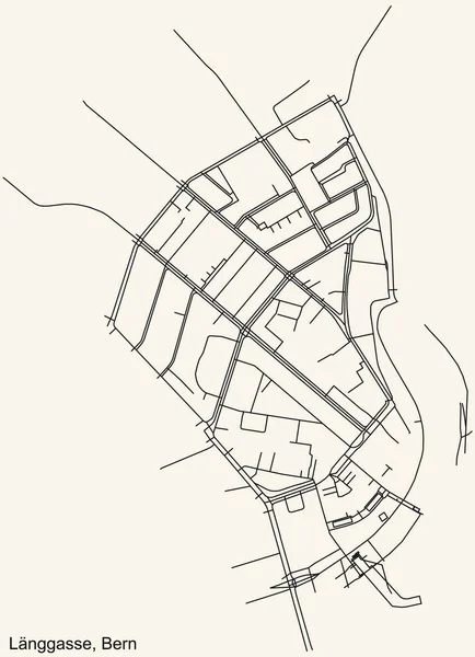 Detaillierte Navigation Stadtstraßenplan Auf Beigem Hintergrund Des Bezirks Lnggasse Viertel — Stockvektor