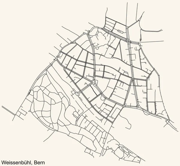 İsviçre 'nin başkenti Bern' in Weissenbhl Mahallesi 'nin klasik bej arka planı üzerinde ayrıntılı navigasyon şehir yolları haritası