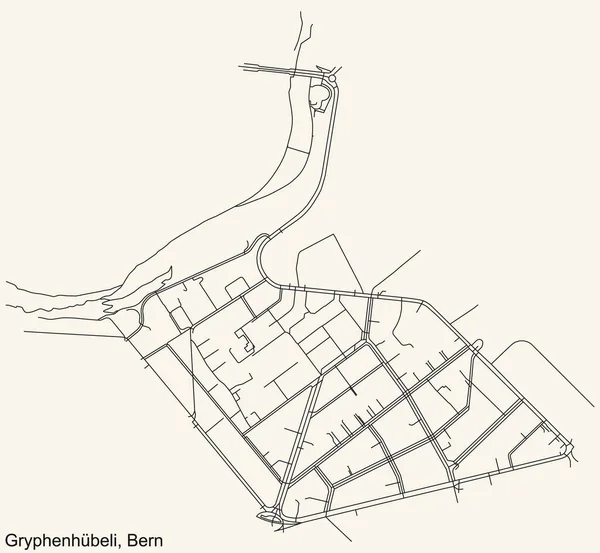 Navegación Detallada Mapa Carreteras Urbanas Beige Vintage Fondo Del Distrito — Vector de stock
