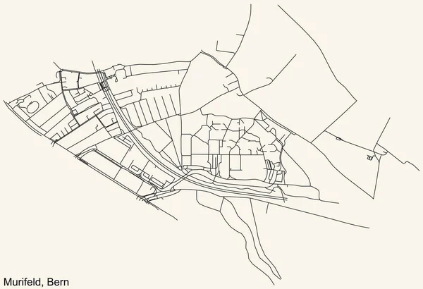 Detaillierte Navigation Stadtstraßenplan Auf Beigem Hintergrund Des Bezirks Murifeld Viertel — Stockvektor