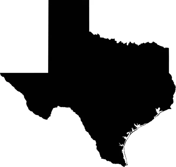 Carte Administrative Simple Vecteur Noir État Fédéral Texas États Unis — Image vectorielle