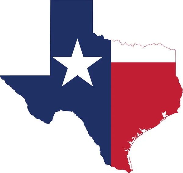 Carte Administrative Simple Drapeau Plat État Fédéral Texas États Unis — Image vectorielle