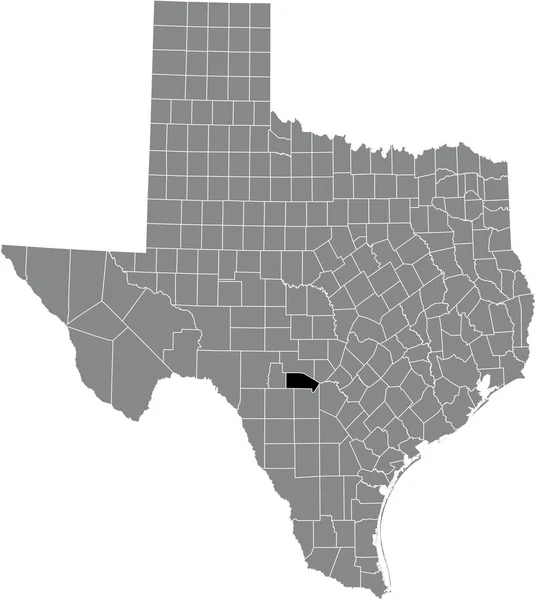 美国得克萨斯州灰色行政地图内Bandera县的黑色醒目位置图 — 图库矢量图片