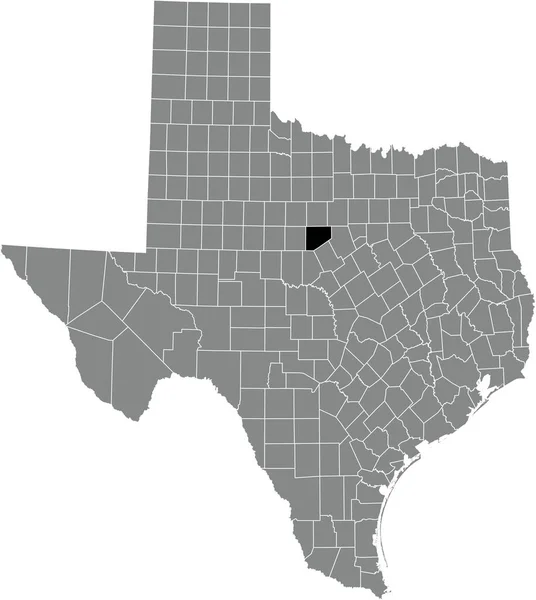 美国德克萨斯州灰度行政地图内的伊斯特兰县的黑点位置地图 — 图库矢量图片