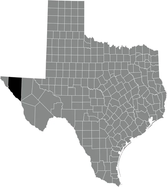 Abd Teksas Federal Eyaleti Nin Gri Idari Haritasında Hudspeth County — Stok Vektör