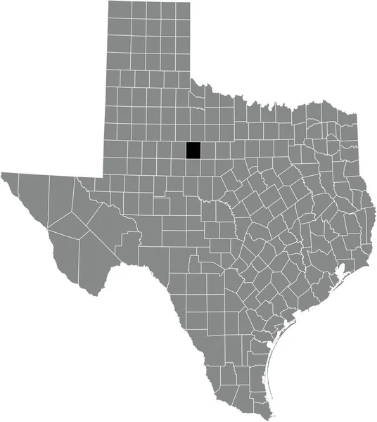 美国德克萨斯州灰色行政地图内琼斯县的黑色突出显示位置图 — 图库矢量图片