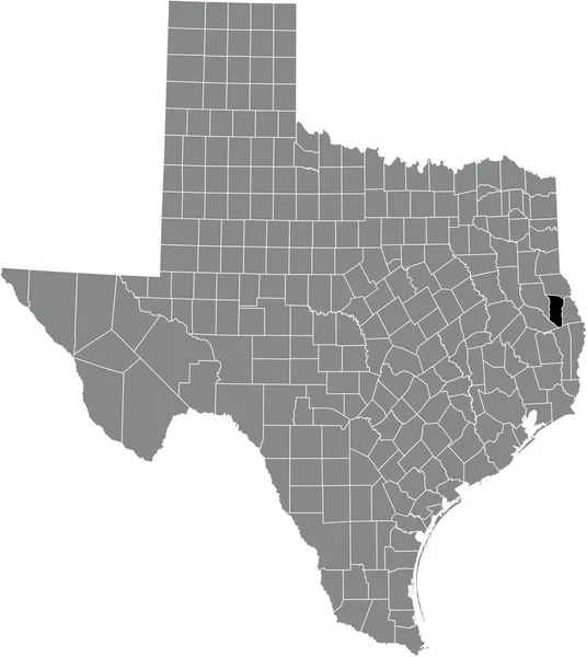美国德克萨斯州灰度行政地图内的圣奥古斯丁县的黑点位置地图 — 图库矢量图片