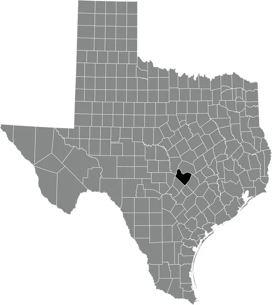 Abd Teksas Federal Eyaleti Nin Gri Idari Haritasında Travis County — Stok Vektör