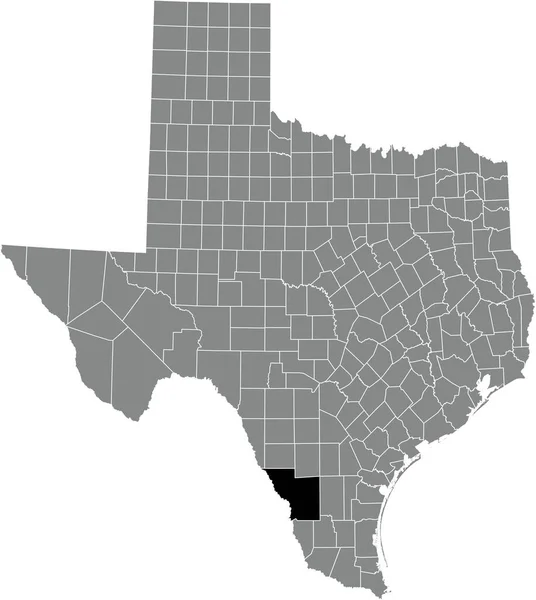 美国德克萨斯州灰色行政地图内Webb县的黑色突出显示位置图 — 图库矢量图片