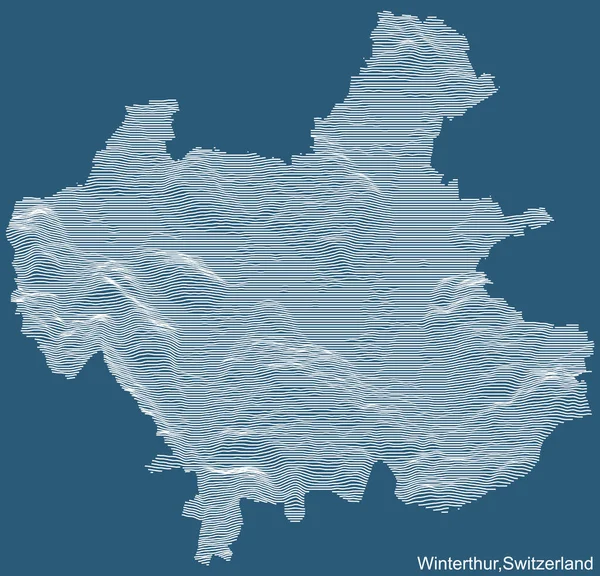 Topografia Técnica Mapa Relevo Desenho Cidade Winterthur Suíça Com Linhas — Vetor de Stock