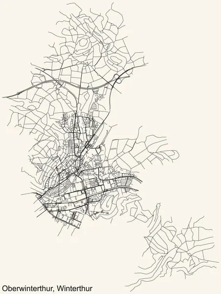 Navigazione Dettagliata Strada Urbana Mappa Sfondo Beige Vintage Del Quartiere — Vettoriale Stock