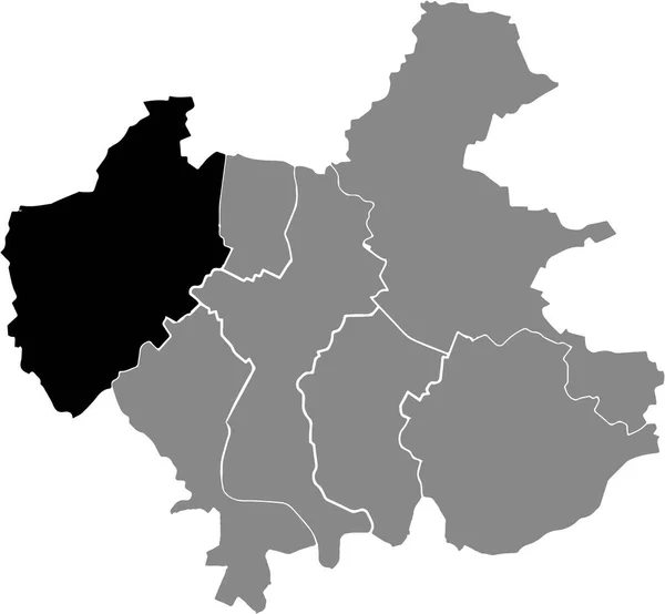 Schwarze Lagekarte Des Kreises Wlflingen Innerhalb Grauer Stadtbezirke Karte Der — Stockvektor