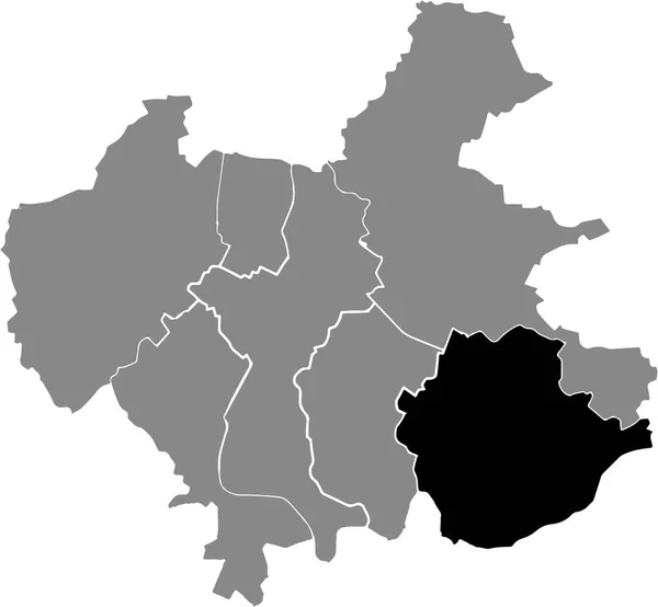 Negro Mapa Ubicación Del Kreis Visto Distrito Dentro Distritos Urbanos — Vector de stock