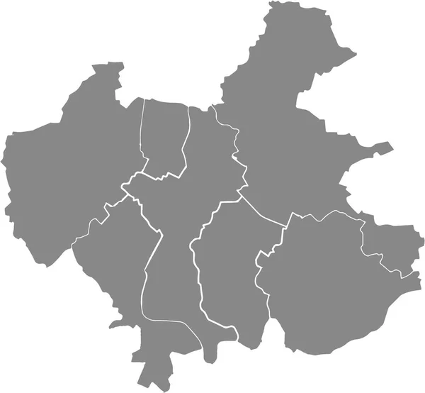Simple Mapa Vectorial Gris Blanco Con Bordes Blancos Los Distritos — Archivo Imágenes Vectoriales