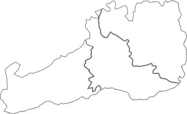 İsviçre 'nin St. Gallen kentsel bölgelerinin siyah kenarlı basit boş beyaz vektör haritası.