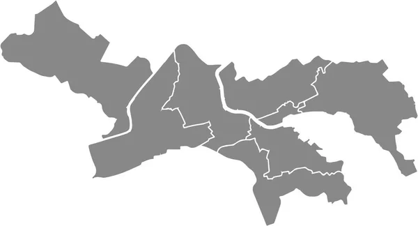 Απλός Γκρίζος Διανυσματικός Χάρτης Λευκά Σύνορα Αστικών Περιοχών Της Πόλης — Διανυσματικό Αρχείο