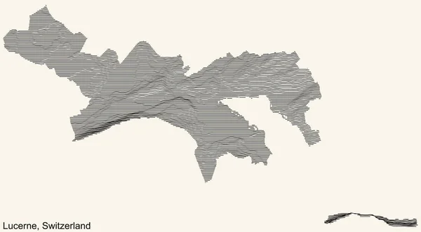 Mapa Topográfico Relieve Ciudad Lucerna Luzern Suiza Con Líneas Negras — Vector de stock