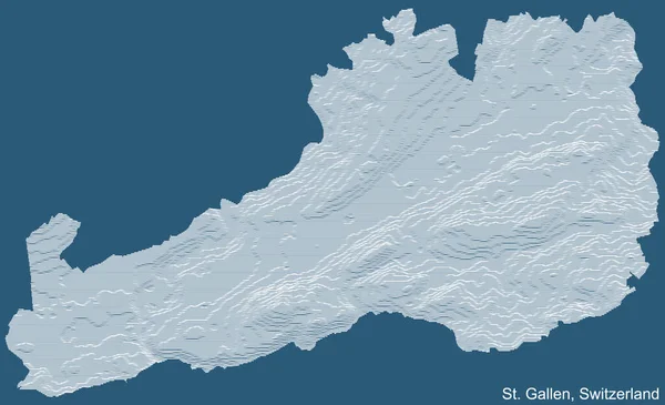 青の背景に白い輪郭線でスイスのサンガレン市の地形技術図面救済マップ — ストックベクタ