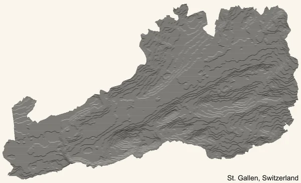 Топографическая Рельефная Карта Города Санкт Галлен Швейцария Черными Контурами Винтажном — стоковый вектор