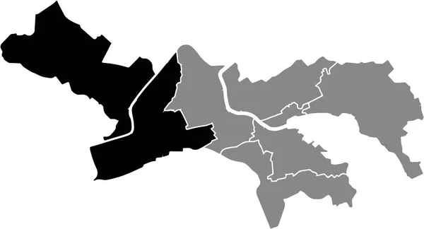 Zwarte Kaart Van Locatie Van Het Littau District Grijze Stadsdelen — Stockvector