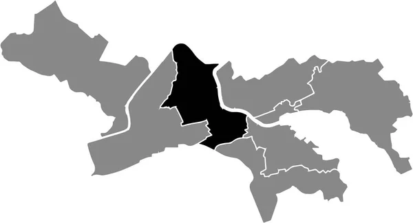 スイスのルツェルン ルツェルン地方の首都の灰色の都市部の地図内のリンクReussufer地区の黒い場所の地図 — ストックベクタ