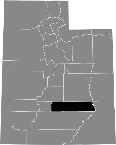 Carte Localisation Surbrillance Noire Comté Wayne Intérieur Carte Administrative Grise — Image vectorielle