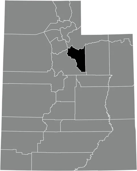 Mapa Ubicación Resaltado Negro Del Condado Wasatch Dentro Del Mapa — Vector de stock