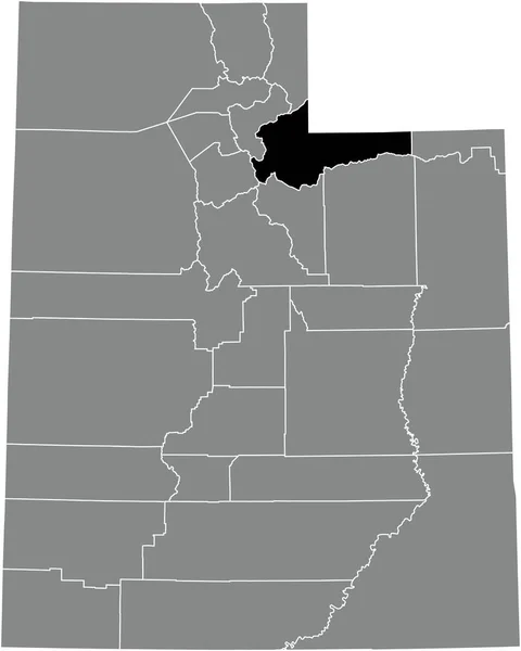 ユタ州の灰色の行政地図の中のサミット郡の黒いハイライトされた場所 — ストックベクタ