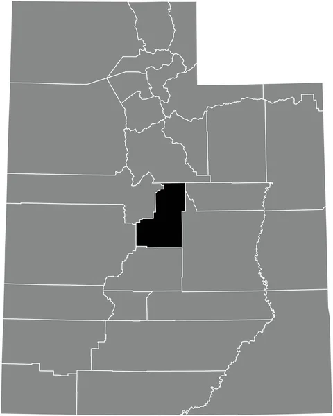 Mapa Ubicación Resaltado Negro Del Condado Sanpete Dentro Del Mapa — Vector de stock