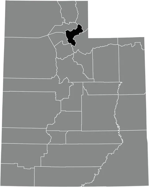 アメリカ合衆国ユタ州の灰色の行政地図の中でモーガン郡の黒いハイライトされた位置図 — ストックベクタ