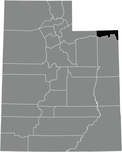 美国犹他州灰度行政地图内的达吉特县的黑点位置图 — 图库矢量图片
